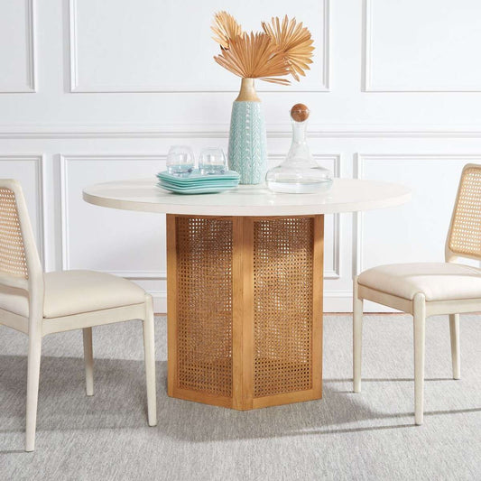 Safavieh Danez Cane Dining Table - White Top | Dining Tables | Modishstore
