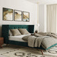 Nova Domus Durango Modern Green Fabric & Walnut Bed | Beds | Modishstore