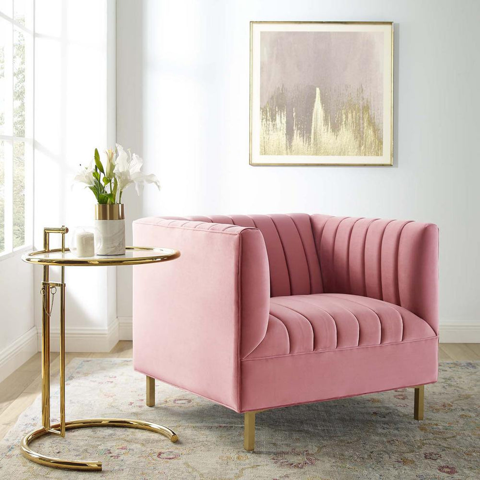 Modway Shift Channel Tufted Performance Velvet Armchair - EEI-4130 | Armchairs | Modishstore - 1