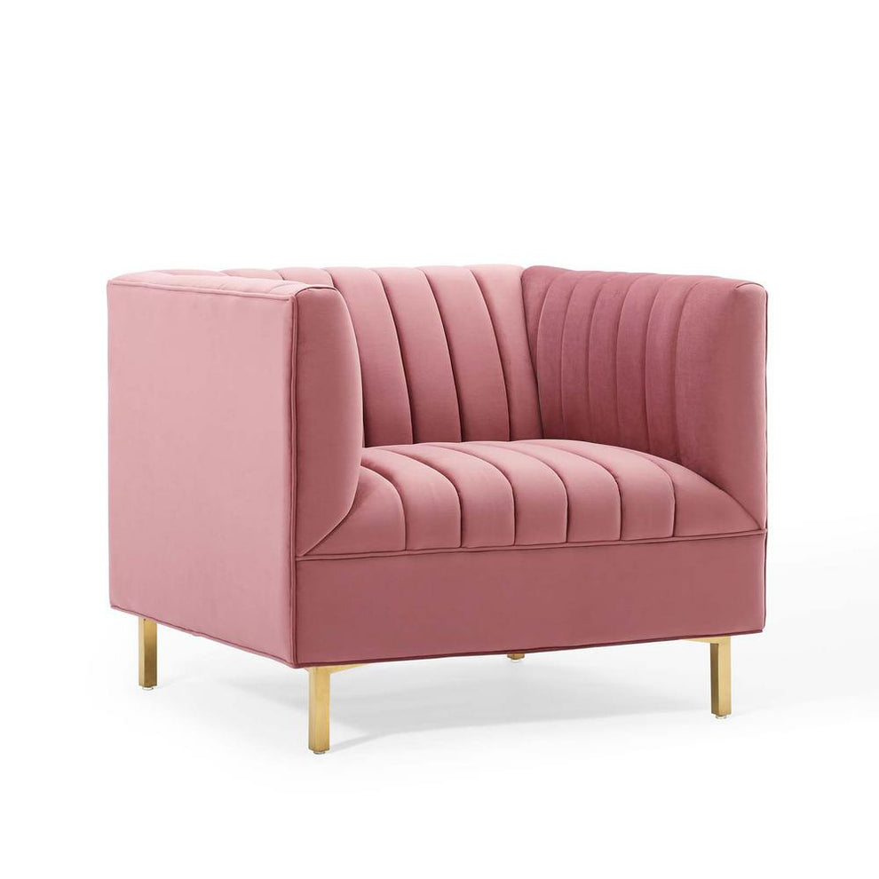 Modway Shift Channel Tufted Performance Velvet Armchair - EEI-4130 | Armchairs | Modishstore - 7