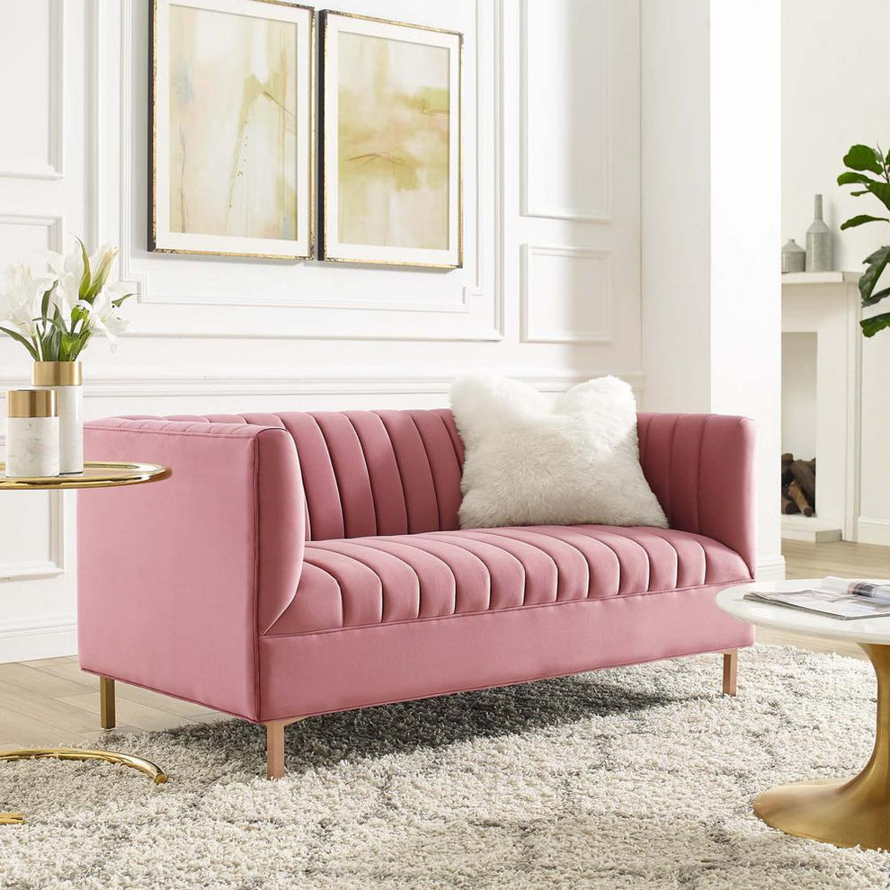 Modway Shift Channel Tufted Performance Velvet Loveseat - EEI-4131 | Loveseats | Modishstore - 1