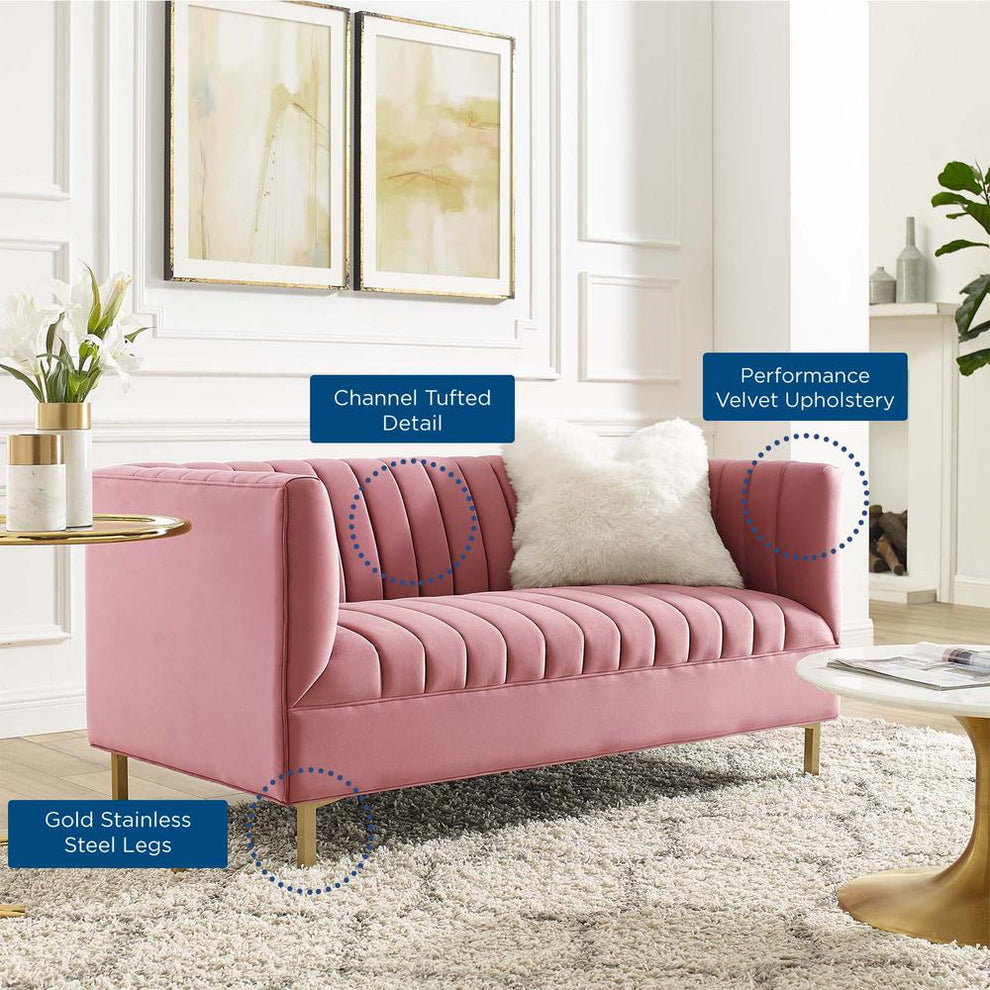 Modway Shift Channel Tufted Performance Velvet Loveseat - EEI-4131 | Loveseats | Modishstore - 5