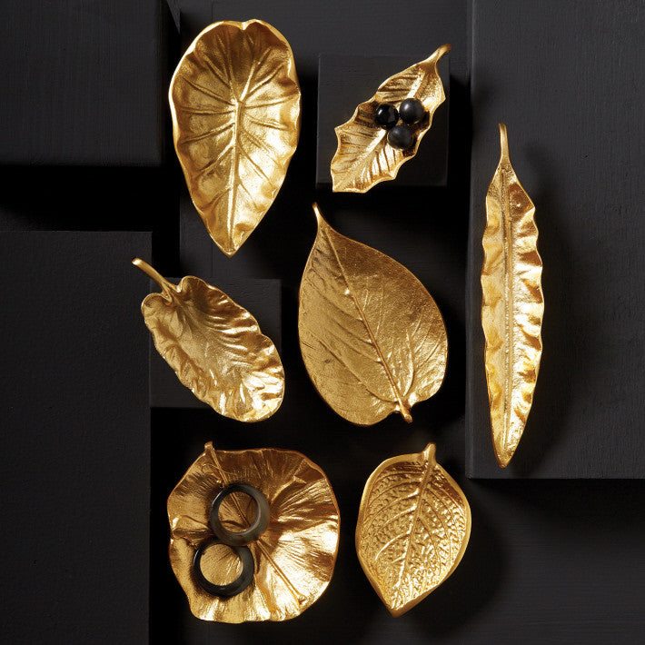 Tozai Home Small Brass Foliage Dishes - Set Of 7