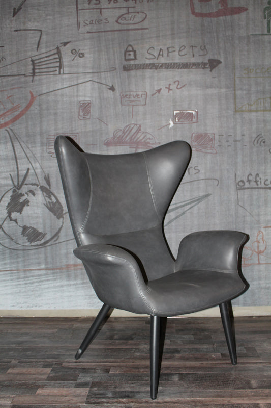 Divani Casa Slater Modern Dark Grey Leatherette Lounge Chair | Modishstore | Lounge Chairs