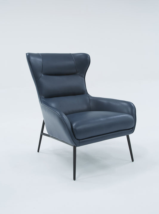 Divani Casa Susan Modern Blue Leatherette Lounge Chair | Modishstore | Accent Chairs