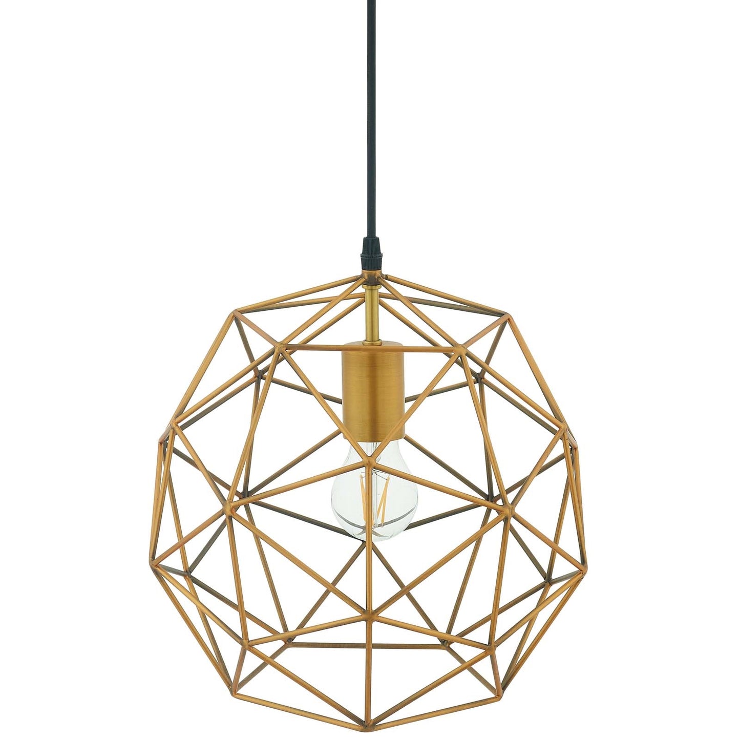Modway Rarity Geometric Decagon-Shaped Brass Pendant Light | Pendant Lamps | Modishstore-3