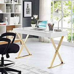 Modway Sector Office Desk in White Gold | Desks | Modishstore
