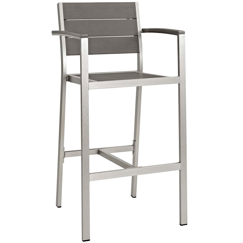 Modway Shore 3 Piece Outdoor Patio Aluminum Outdoor Pub Set in Silver Gray - EEI-3157 | Outdoor Dining Sets | Modishstore - 4