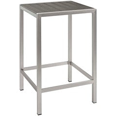 Modway Shore 3 Piece Outdoor Patio Aluminum Outdoor Pub Set in Silver Gray - EEI-3157 | Outdoor Dining Sets | Modishstore - 3