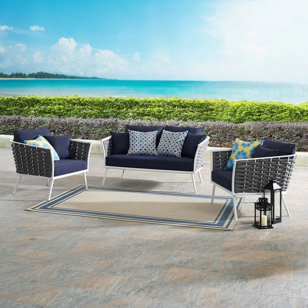 Modway Stance 3 Piece Outdoor Patio Aluminum Sectional Sofa Set-EEI-3170 - EEI-3170 | Outdoor Sofas, Loveseats & Sectionals | Modishstore - 1