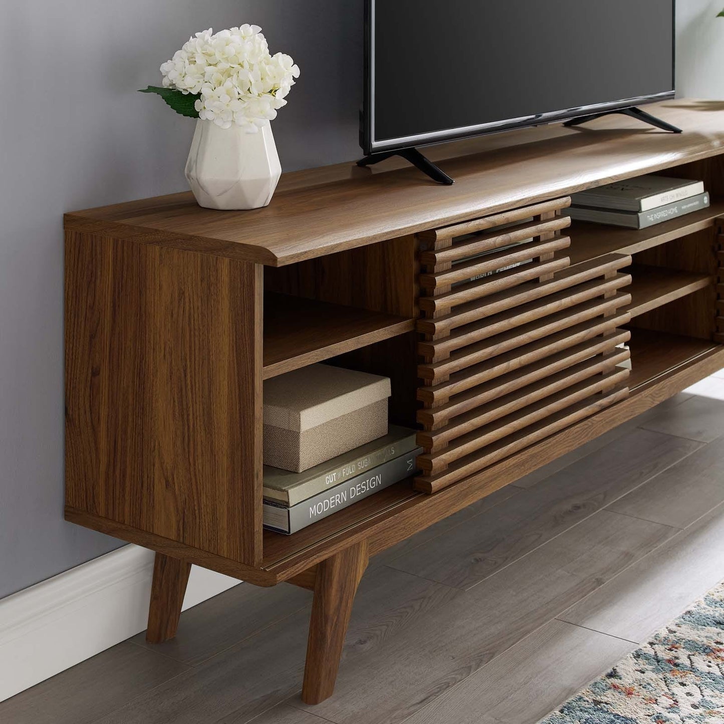 Modway Render 71" Media Console TV Stand in Walnut | TV Stands | Modishstore-2