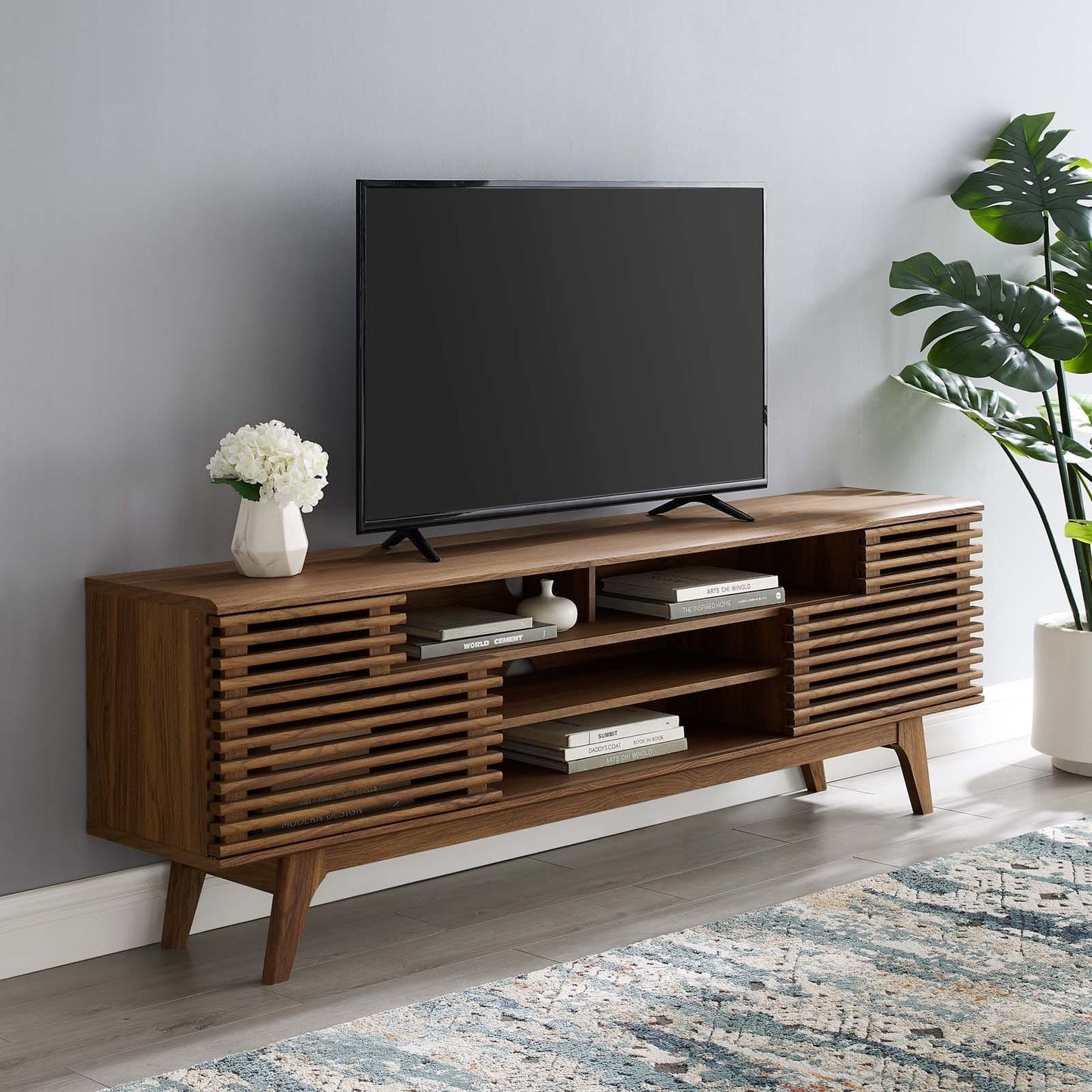 Modway Render 71" Media Console TV Stand in Walnut | TV Stands | Modishstore