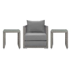 Modway Aura Three Piece Outdoor Patio Wicker Rattan Set - EEI-3597 | Outdoor Chairs | Modishstore - 1