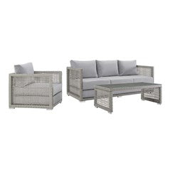 Aura 3 Piece Outdoor Patio Wicker Rattan Set by Modway | Outdoor Sofas, Loveseats & Sectionals | Modishstore-9