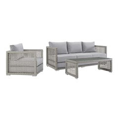 Aura 3 Piece Outdoor Patio Wicker Rattan Set by Modway - EEI-3599 | Outdoor Sofas, Loveseats & Sectionals | Modishstore - 9