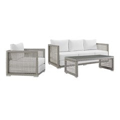 Aura 3 Piece Outdoor Patio Wicker Rattan Set by Modway | Outdoor Sofas, Loveseats & Sectionals | Modishstore-12