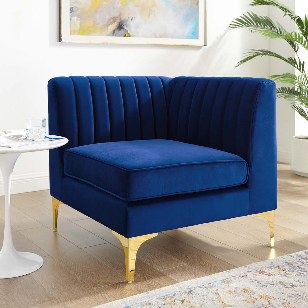 Modway Triumph Channel Tufted Performance Velvet Sectional Sofa Corner Chair - EEI-3983 | Sectional | Modishstore - 5