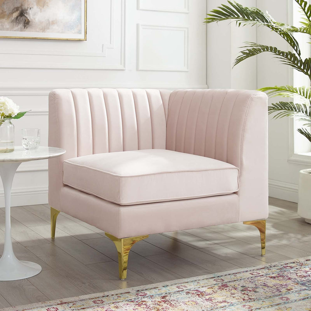 Modway Triumph Channel Tufted Performance Velvet Sectional Sofa Corner Chair - EEI-3983 | Sectional | Modishstore - 8
