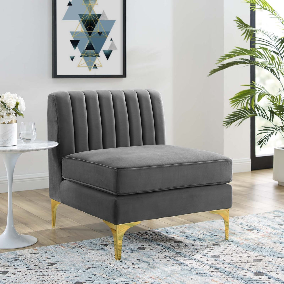 Modway Triumph Channel Tufted Performance Velvet Armless Chair - EEI-3984 | Accent Chairs | Modishstore - 1