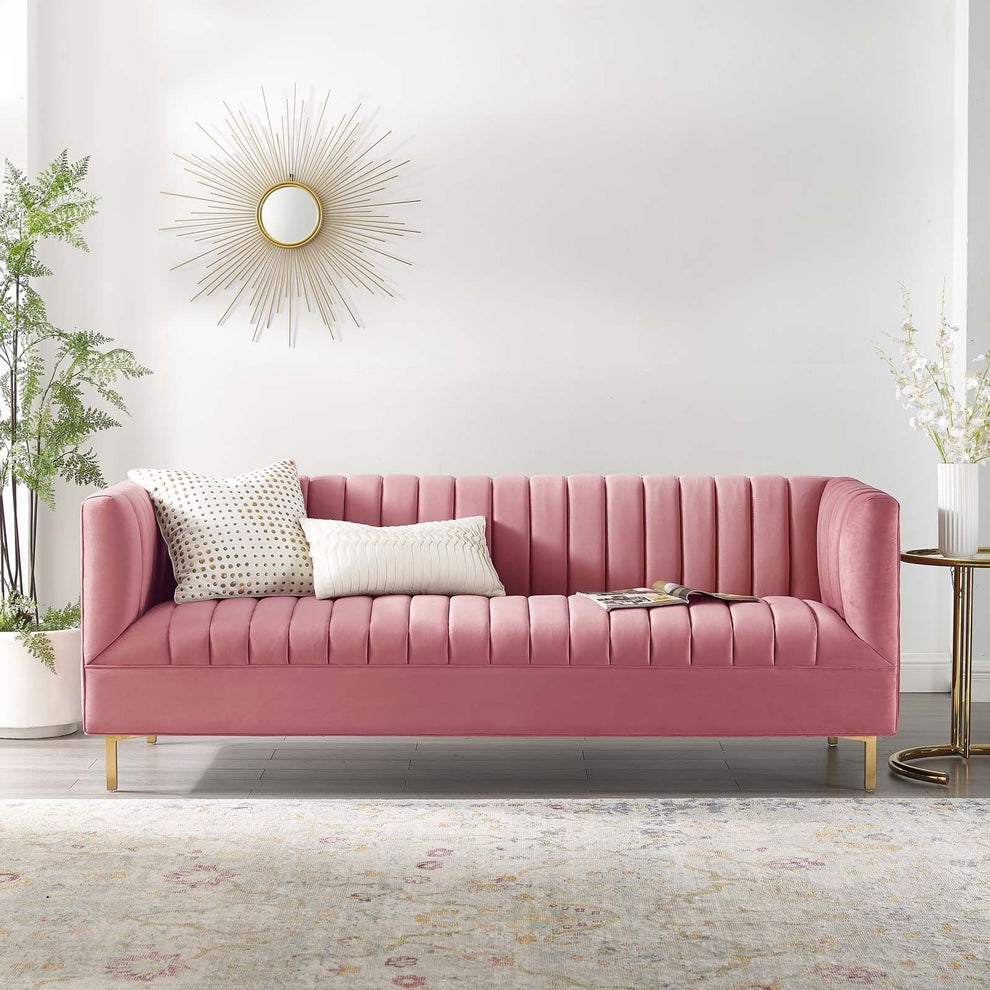 Modway Shift Channel Tufted Performance Velvet Sofa - EEI-4132 | Sofas | Modishstore - 1