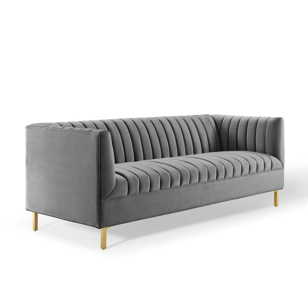 Modway Shift Channel Tufted Performance Velvet Sofa - EEI-4132 | Sofas | Modishstore - 10