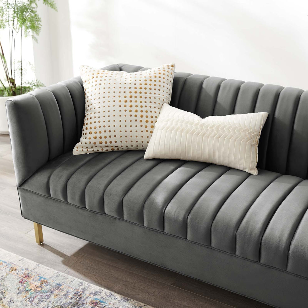 Modway Shift Channel Tufted Performance Velvet Sofa - EEI-4132 | Sofas | Modishstore - 9