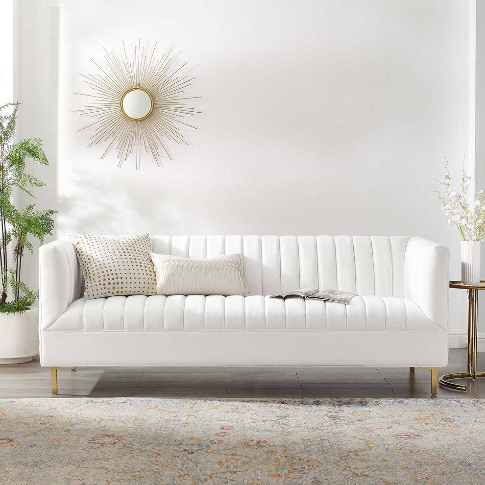 Modway Shift Channel Tufted Performance Velvet Sofa - EEI-4132 | Sofas | Modishstore - 21