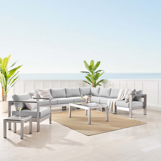 Modway Shore Sunbrella® Fabric Outdoor Patio Aluminum 8 Piece Sectional Sofa Set | Outdoor Sofas, Loveseats & Sectionals | Modishstore