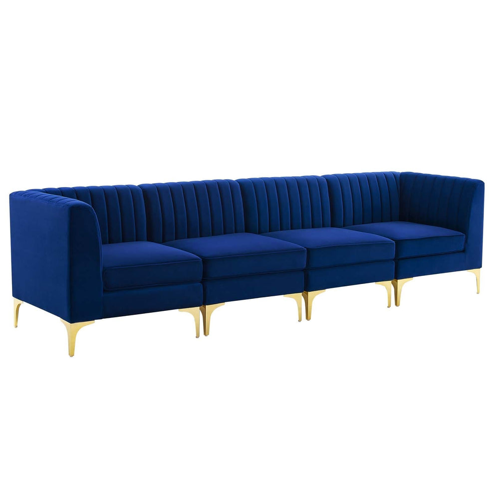 Modway Triumph Channel Tufted Performance Velvet 4-Seater Sofa - EEI-4348 | Sofa Set | Modishstore - 10
