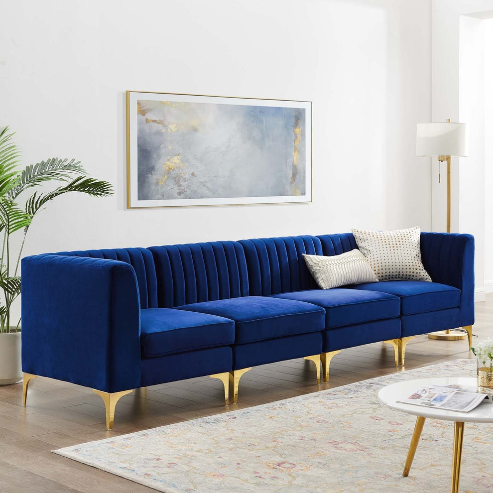 Modway Triumph Channel Tufted Performance Velvet 4-Seater Sofa - EEI-4348 | Sofa Set | Modishstore - 9