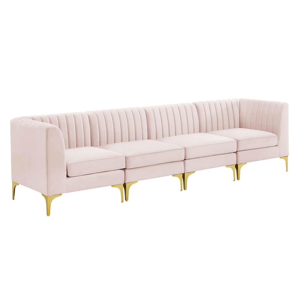 Modway Triumph Channel Tufted Performance Velvet 4-Seater Sofa - EEI-4348 | Sofa Set | Modishstore - 19