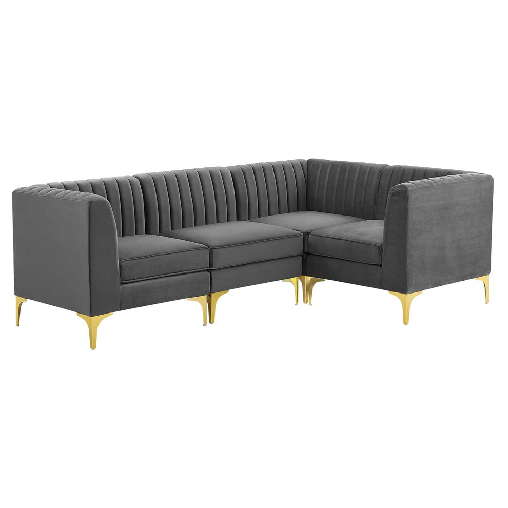 Modway Triumph Channel Tufted Performance Velvet 4-Piece Sectional Sofa - EEI-4349 | Sofa Set | Modishstore - 3