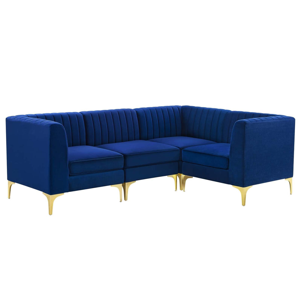 Modway Triumph Channel Tufted Performance Velvet 4-Piece Sectional Sofa - EEI-4349 | Sofa Set | Modishstore - 11