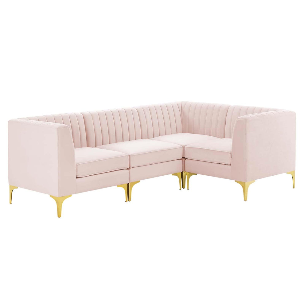 Modway Triumph Channel Tufted Performance Velvet 4-Piece Sectional Sofa - EEI-4349 | Sofa Set | Modishstore - 19