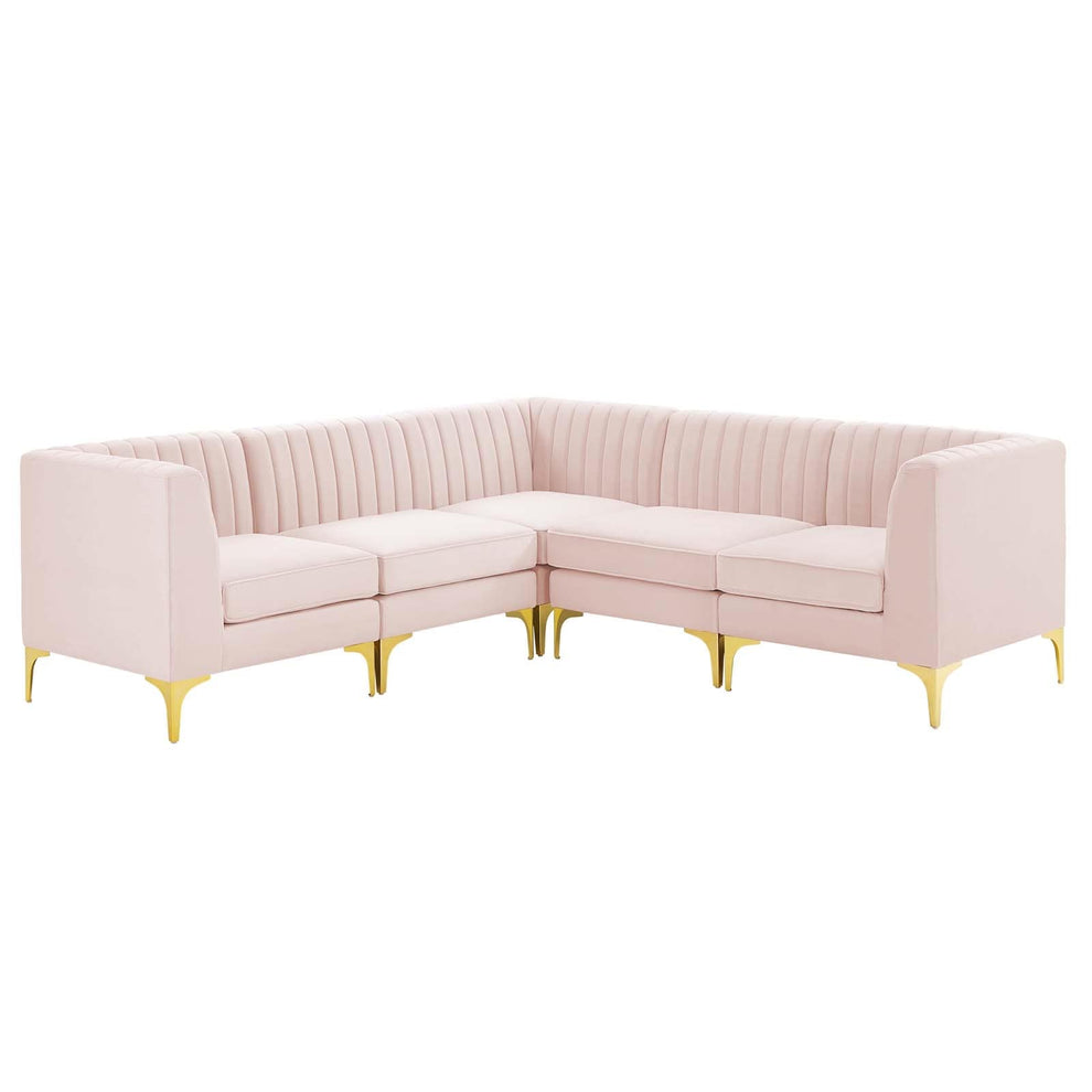 Modway Triumph Channel Tufted Performance Velvet 5-Piece Sectional Sofa-EEI-4350 - EEI-4350 | Sofa Set | Modishstore - 18