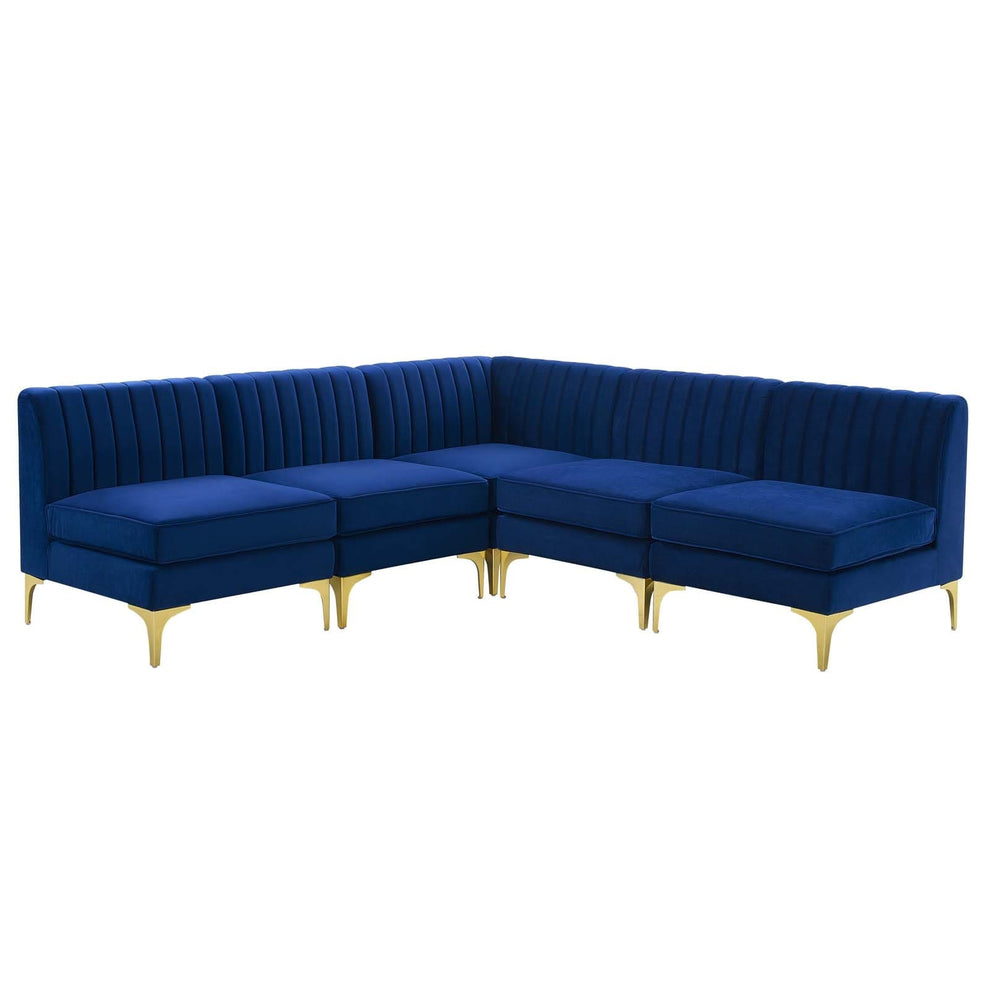 Modway Triumph Channel Tufted Performance Velvet 5-Piece Sectional Sofa - EEI-4351 | Sofa Set | Modishstore - 8