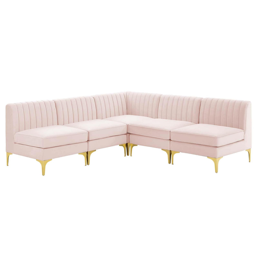 Modway Triumph Channel Tufted Performance Velvet 5-Piece Sectional Sofa - EEI-4351 | Sofa Set | Modishstore - 15