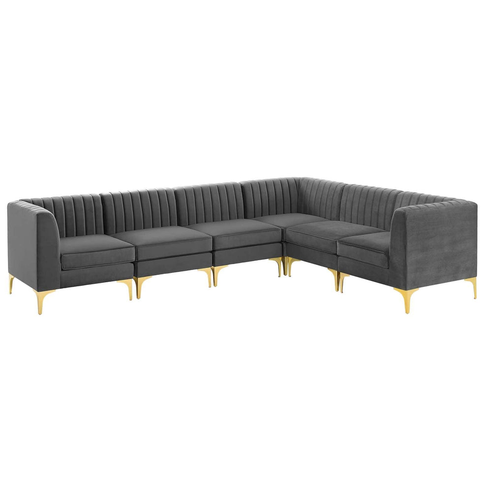 Modway Triumph Channel Tufted Performance Velvet 6-Piece Sectional Sofa - EEI-4352 | Sofa Set | Modishstore - 2
