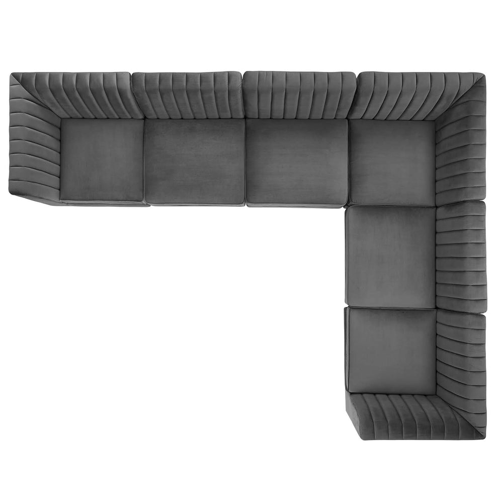 Modway Triumph Channel Tufted Performance Velvet 6-Piece Sectional Sofa - EEI-4352 | Sofa Set | Modishstore - 3