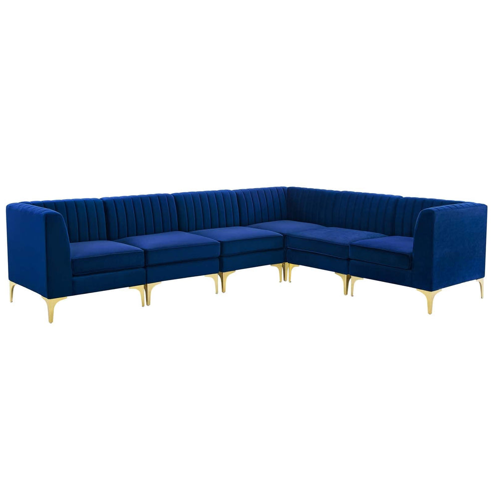 Modway Triumph Channel Tufted Performance Velvet 6-Piece Sectional Sofa - EEI-4352 | Sofa Set | Modishstore - 10
