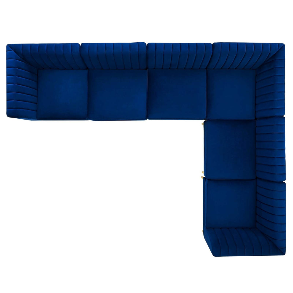 Modway Triumph Channel Tufted Performance Velvet 6-Piece Sectional Sofa - EEI-4352 | Sofa Set | Modishstore - 11