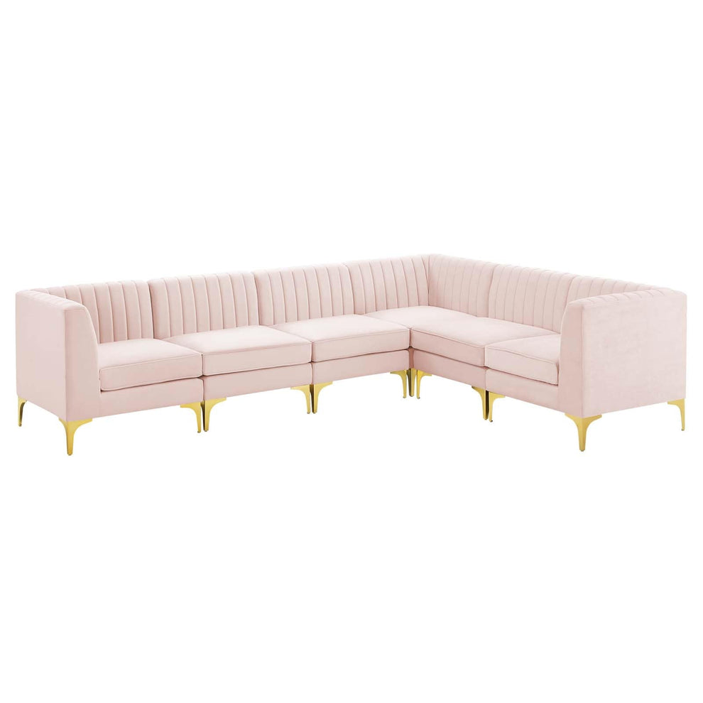 Modway Triumph Channel Tufted Performance Velvet 6-Piece Sectional Sofa - EEI-4352 | Sofa Set | Modishstore - 19