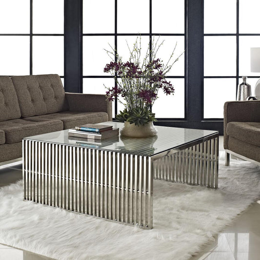 Modway Gridiron Coffee Table in Silver | Coffee Tables | Modishstore