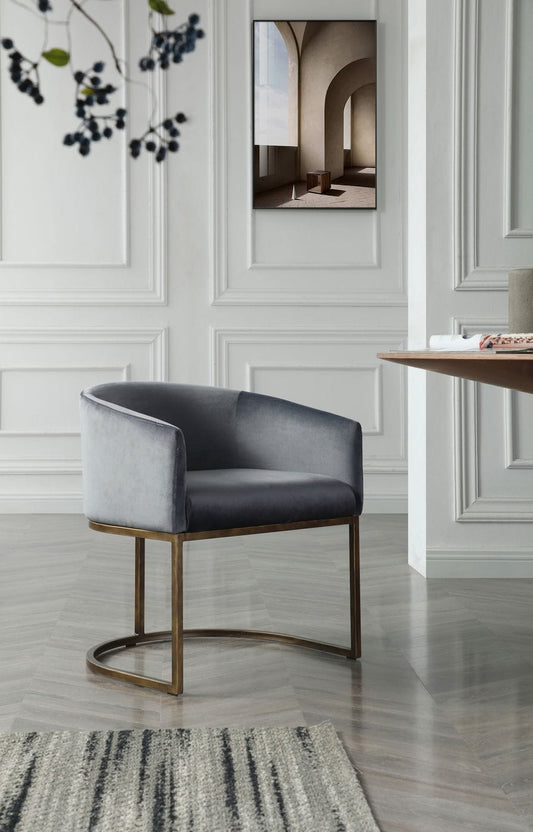 Modrest Elisa - Modern Grey Velvet & Brass Dining Chair | Dining Chairs | Modishstore