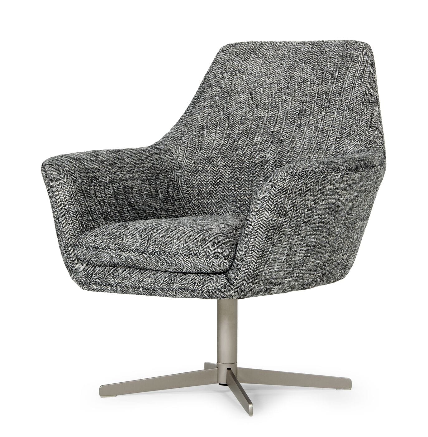 Divani Casa Elvin - Modern Dark Grey Fabric Swivel Lounge Chair-2