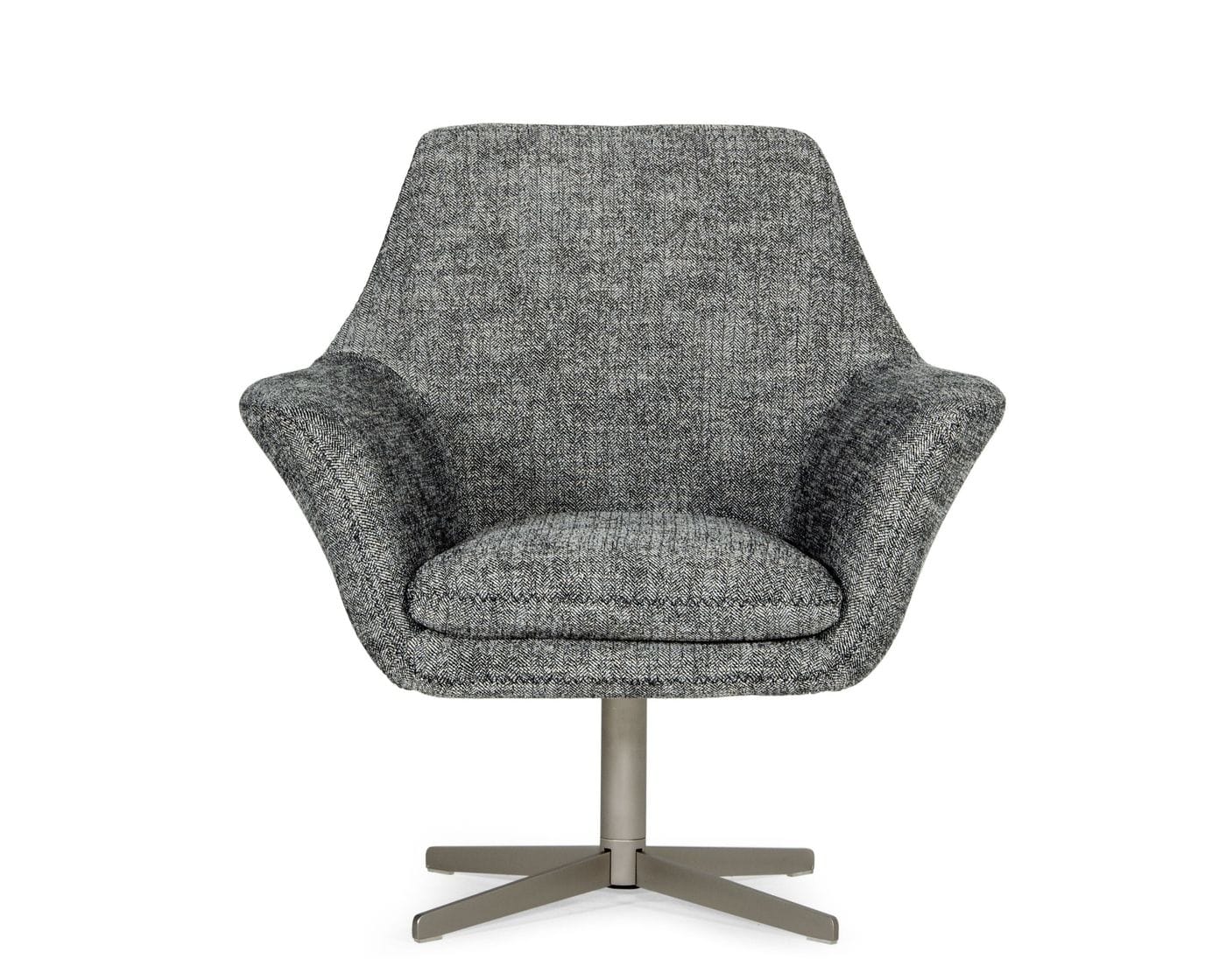Divani Casa Elvin - Modern Dark Grey Fabric Swivel Lounge Chair-3