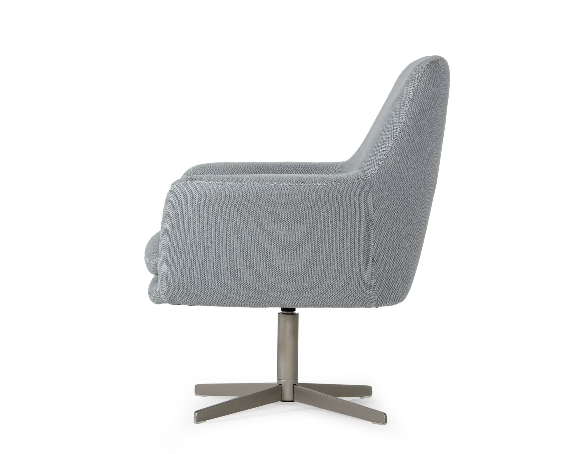 Divani Casa Elvin - Modern Grey Fabric Swivel Lounge Chair-2