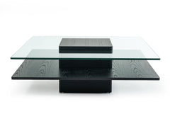 Vig Furniture Modrest Emulsion - Modern Black Oak Glass Coffee Table