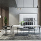 Modrest Fauna - Modern White High Gloss & Stainless Steel Chrome Dining Table-2