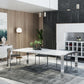 Modrest Fauna - Modern White High Gloss & Stainless Steel Chrome Dining Table-4
